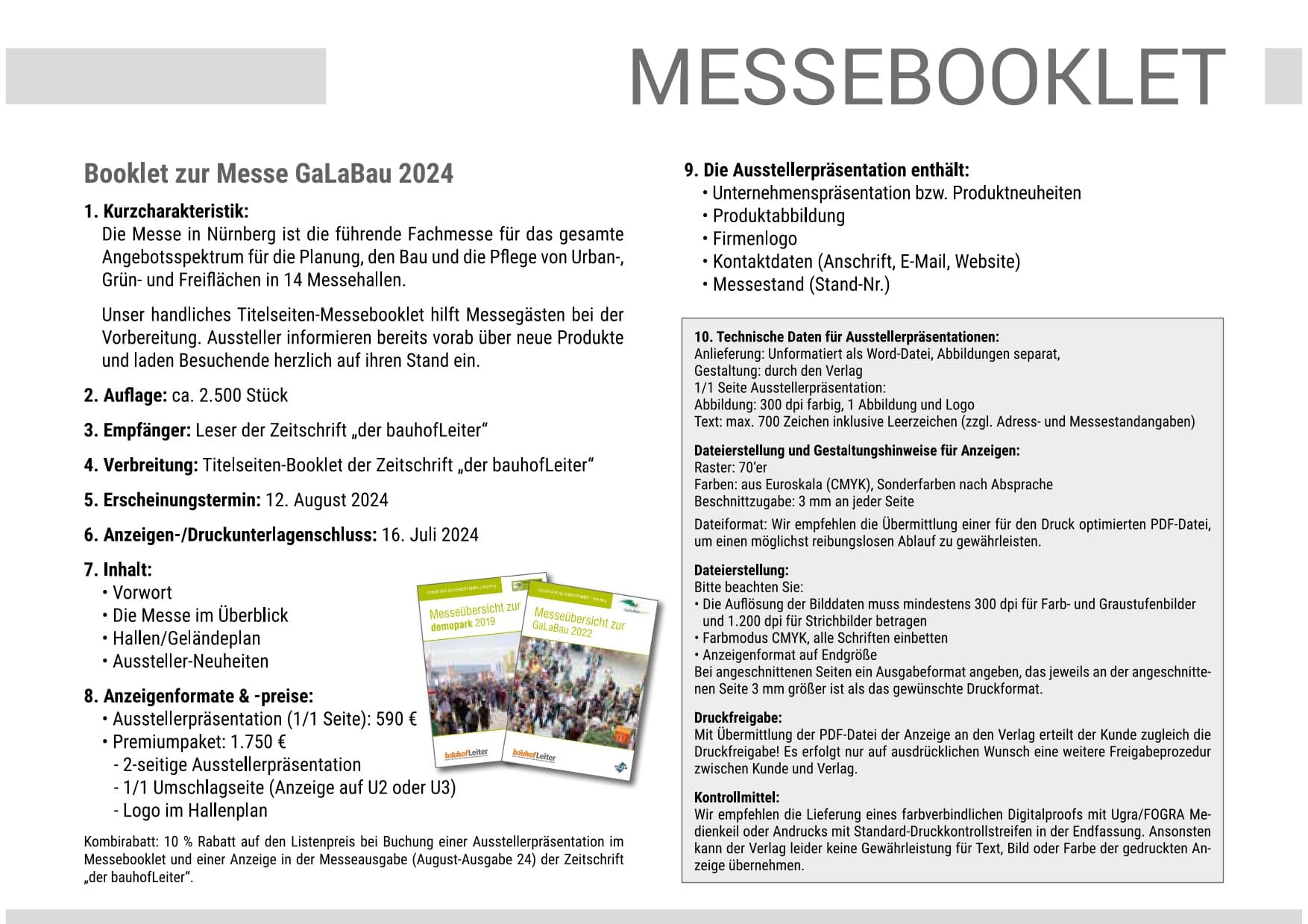 Mediadaten-Messebooklet GaLaBau