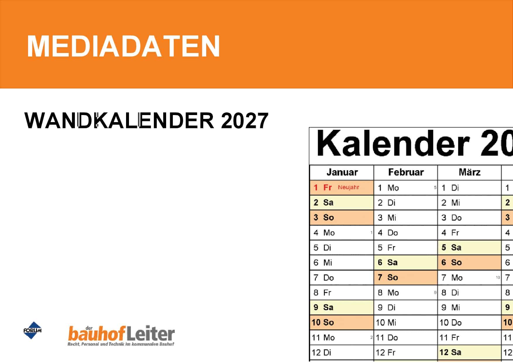 Mediadaten-bhl Wandkalender 2027